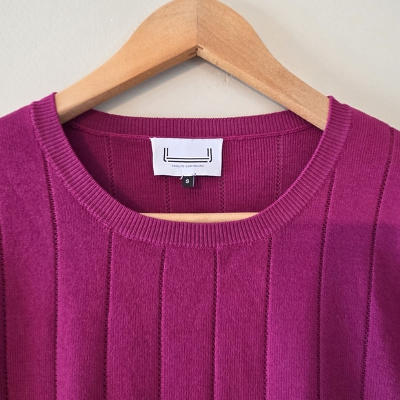 Adolfo Domínguez Magenta Ribbed Knit Sweater Women’s Small Long Sleeve Crew Neck - Picture 6 of 13
